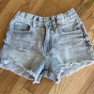 Zara Grey Light Wash Distressed Denim Shorts Size 6-7